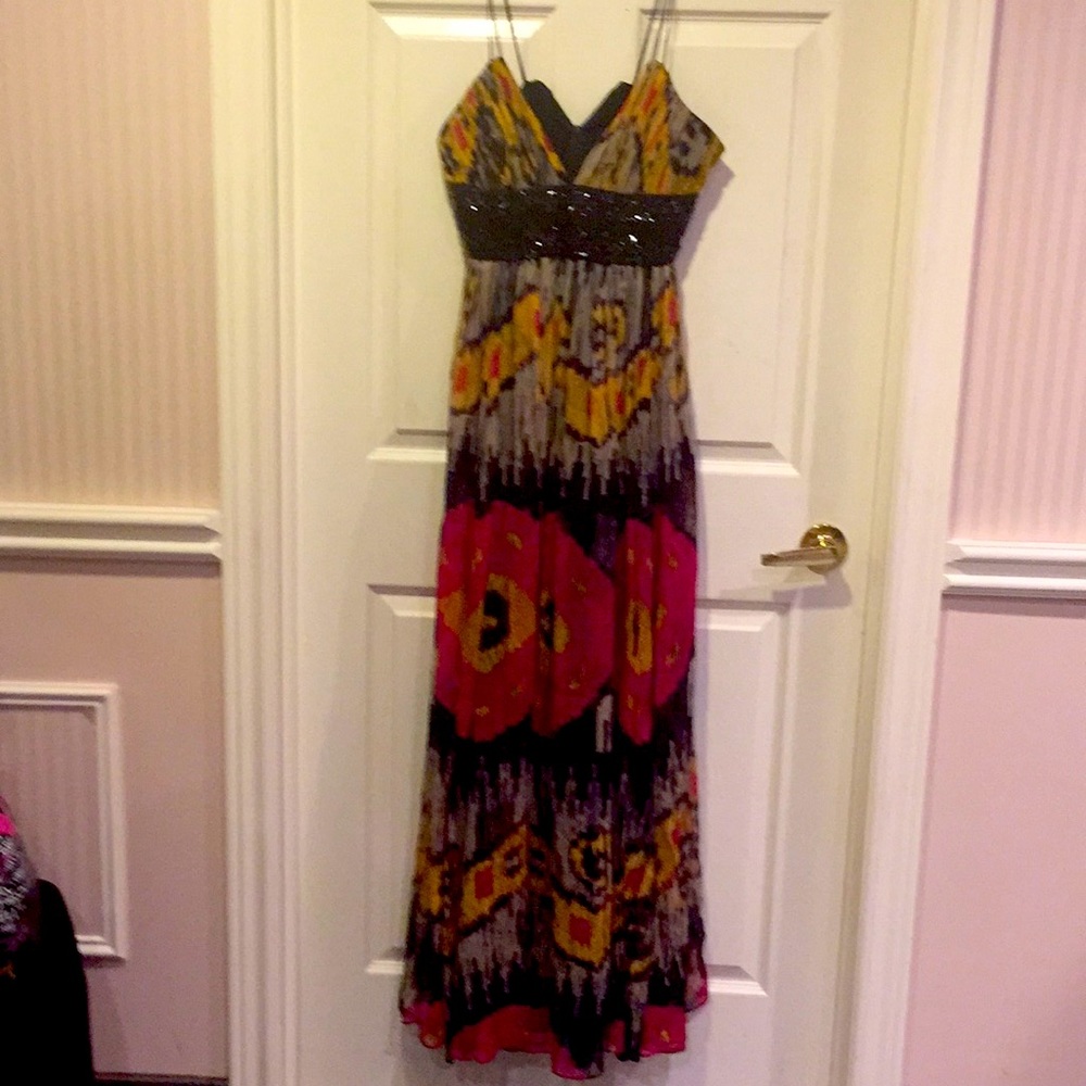 💕Host Pick💕NWOT Marchesa notte silk multi coloured evening gown